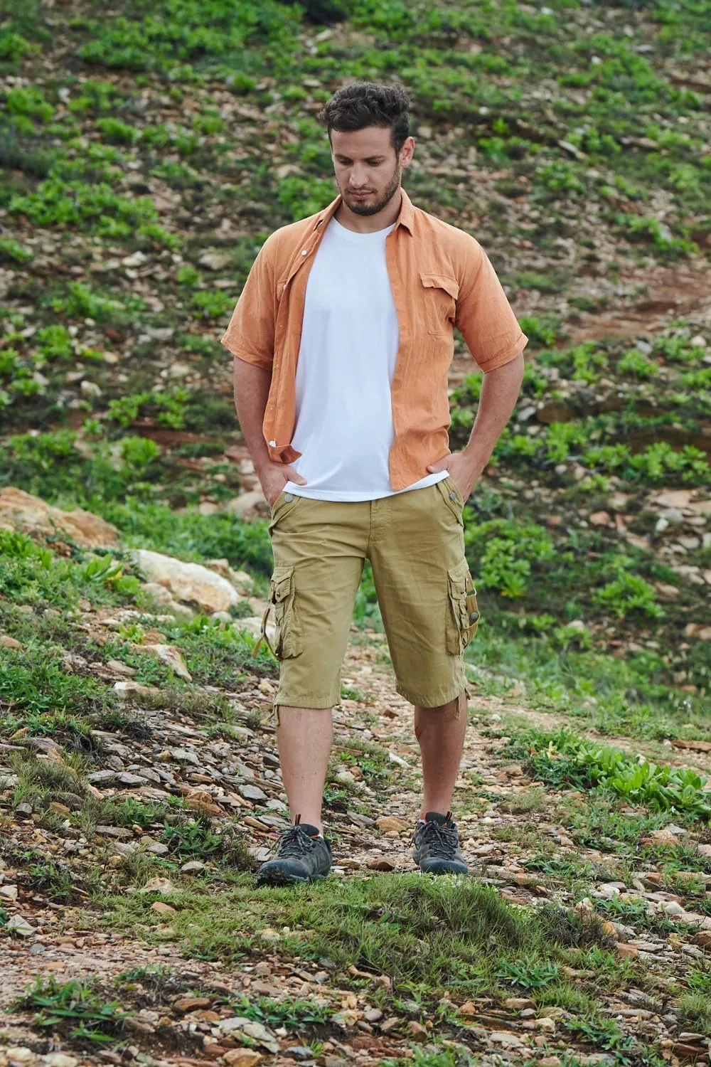 Mens Cargo Shorts Casual Shorts Hiking Shorts Below Knee Relaxed Fit Multi Pockets Running Joggers Outdoor Mens Shorts