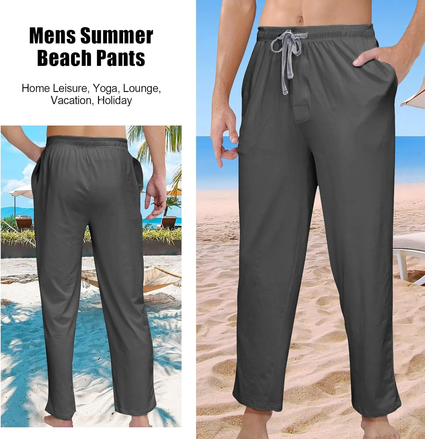 Mens Cotton Yoga Pants Home Trousers Running Bodybuilding Casual Pants Joggers Lightweight Sweatpants
