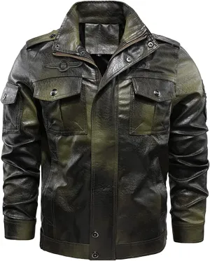 Mens Faux Leather Hooded Racer Jacket Leather Moto Jacket Fall Winter Leather Jackets Vintage Casual Motorcycle Coat