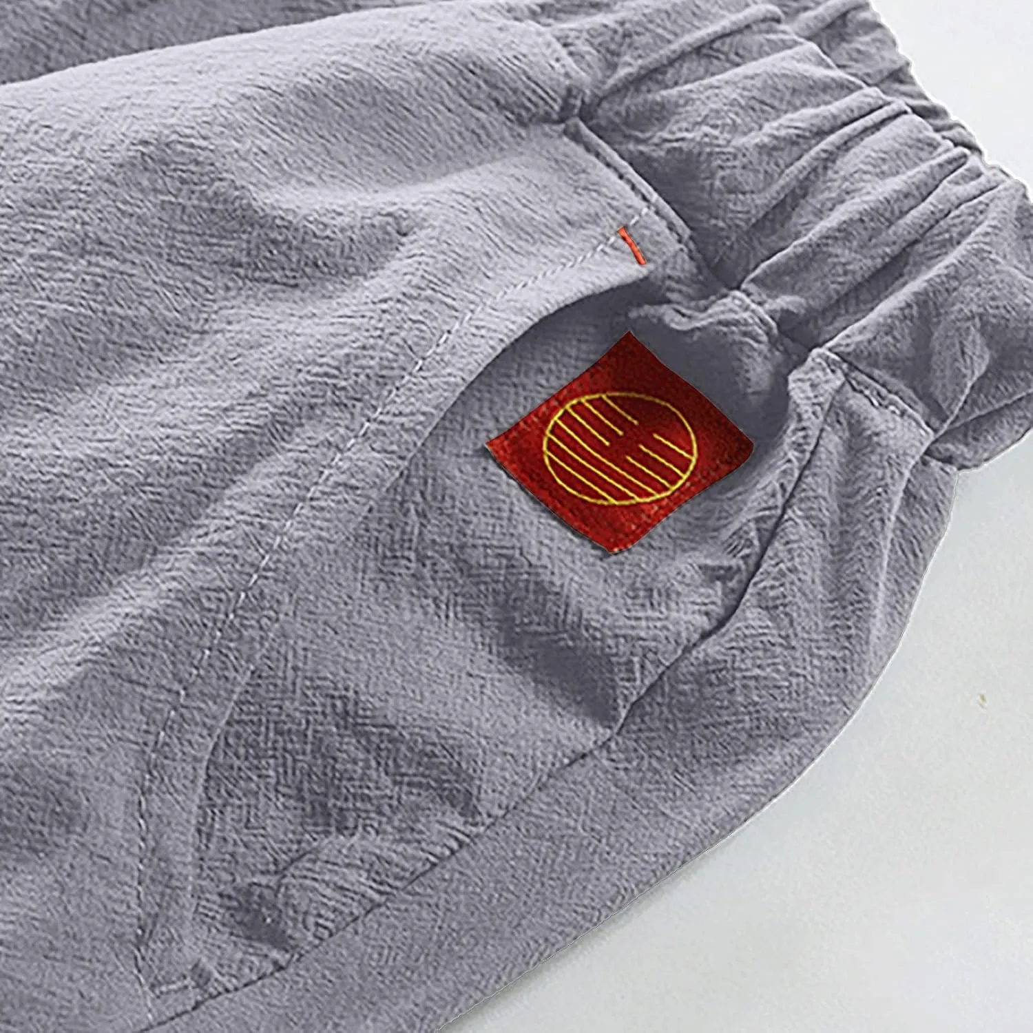 Mens Linen Pants Casual Pants Drawstring Beach Pants Relaxed-Fit Yoga Pants Soft Elastic Waist Pants