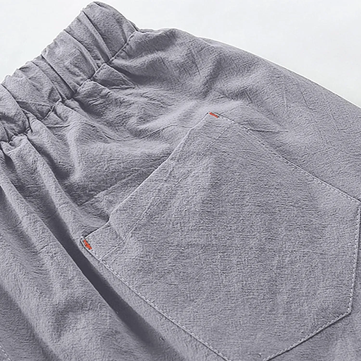 Mens Linen Pants Casual Pants Drawstring Beach Pants Relaxed-Fit Yoga Pants Soft Elastic Waist Pants