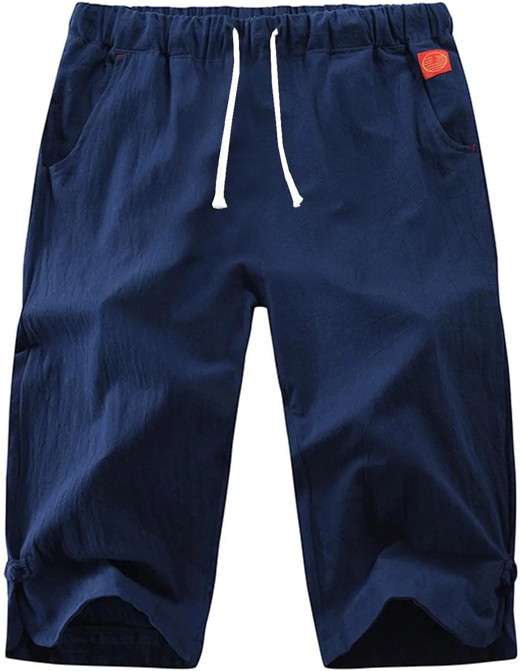 Mens Linen Pants Casual Pants Drawstring Beach Pants Relaxed-Fit Yoga Pants Soft Elastic Waist Pants