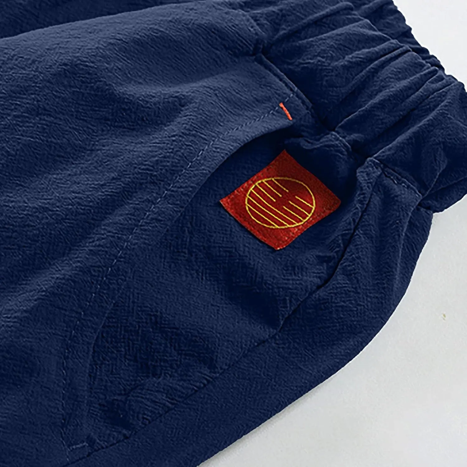 Mens Linen Pants Casual Pants Drawstring Beach Pants Relaxed-Fit Yoga Pants Soft Elastic Waist Pants