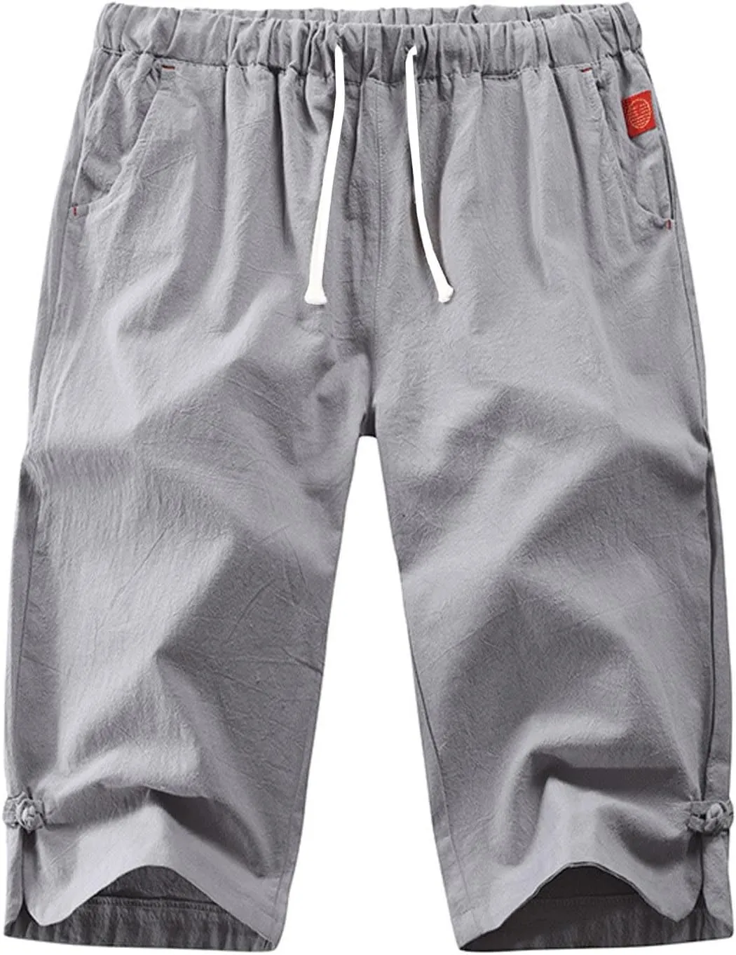 Mens Linen Pants Casual Pants Drawstring Beach Pants Relaxed-Fit Yoga Pants Soft Elastic Waist Pants