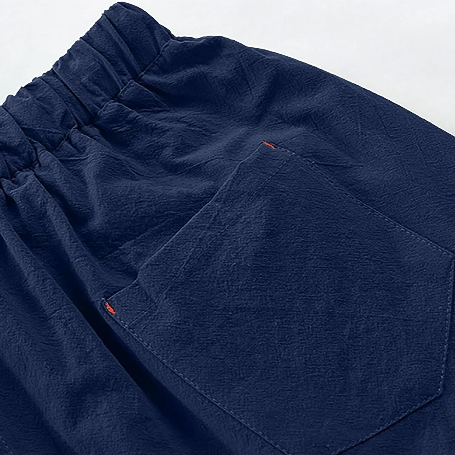 Mens Linen Pants Casual Pants Drawstring Beach Pants Relaxed-Fit Yoga Pants Soft Elastic Waist Pants