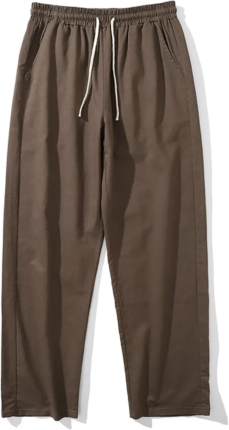 Men's Linen Pants Casual Pants Relaxed-Fit Beach Pants Summer Yoga Pants Soft Elastic Waist Pants