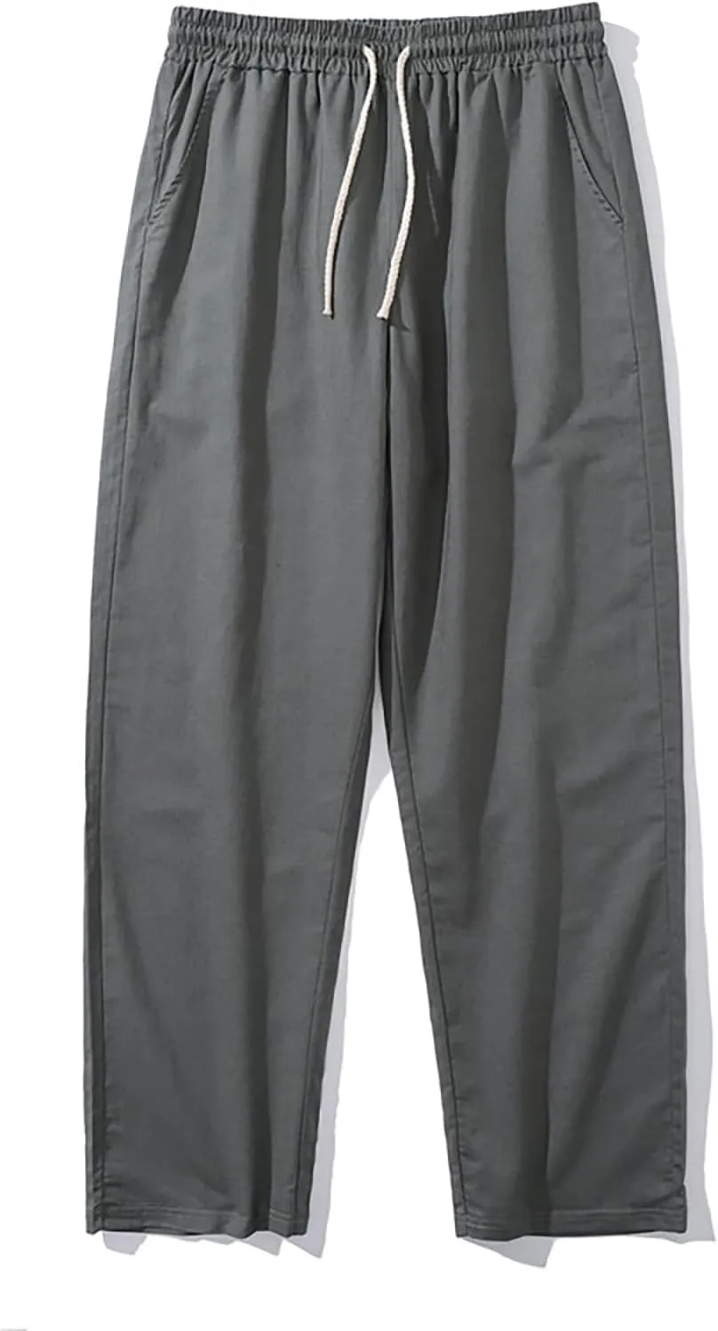 Men's Linen Pants Casual Pants Relaxed-Fit Beach Pants Summer Yoga Pants Soft Elastic Waist Pants