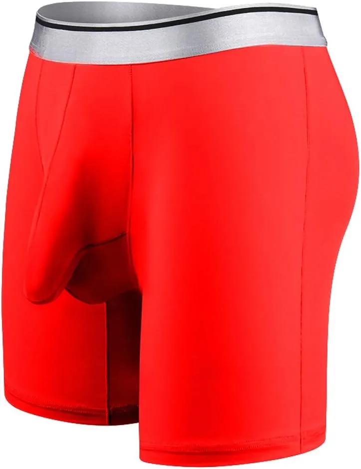 Mens Sexy Long Leg Silky Smooth Quick Dry Pouch Boxer Briefs Underwear