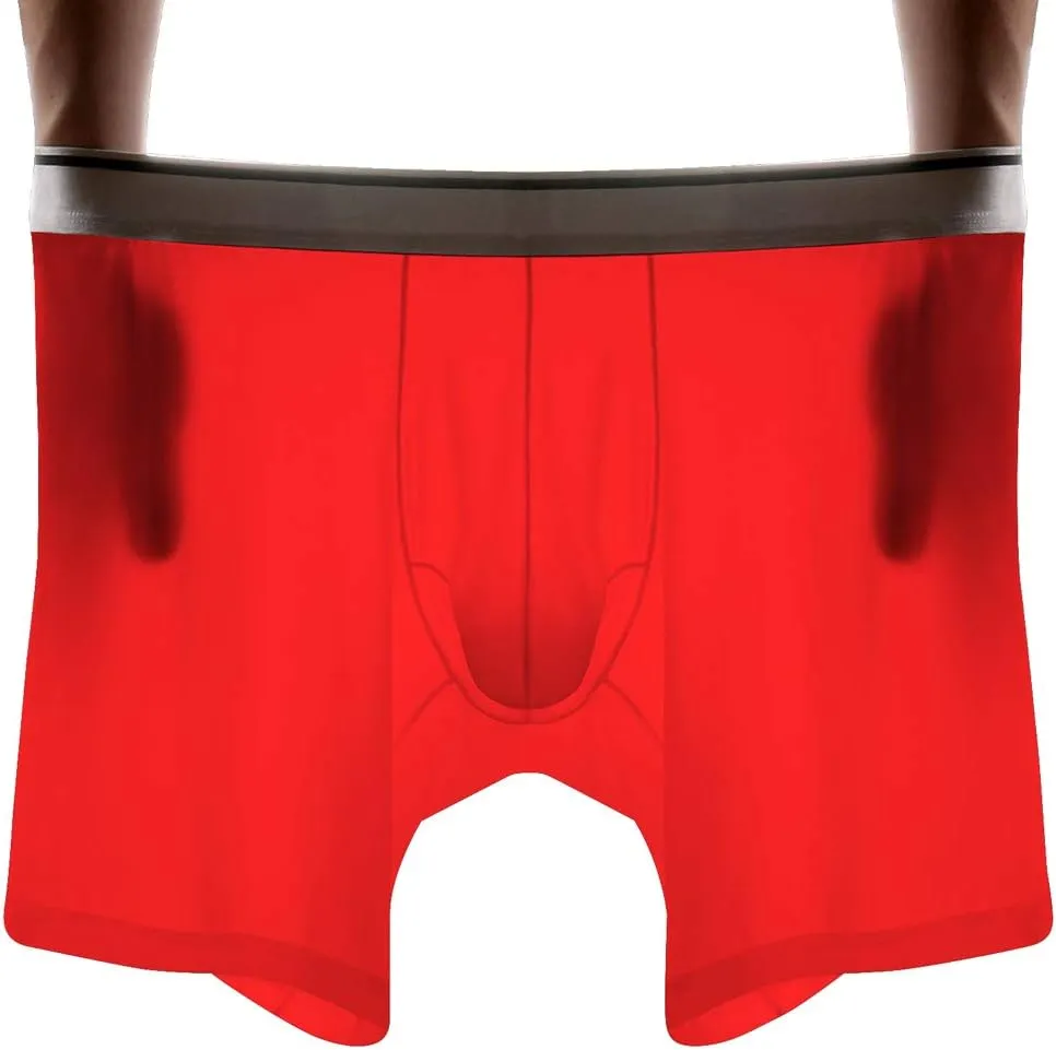 Mens Sexy Long Leg Silky Smooth Quick Dry Pouch Boxer Briefs Underwear