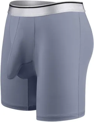 Mens Sexy Long Leg Silky Smooth Quick Dry Pouch Boxer Briefs Underwear