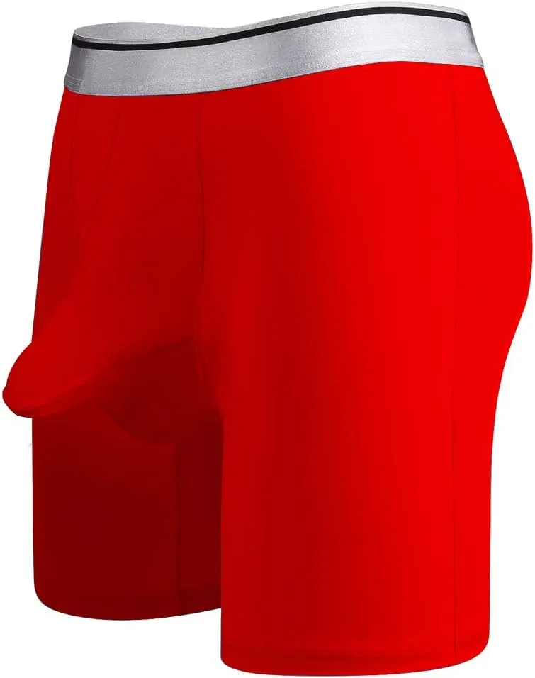 Mens Sexy Long Leg Silky Smooth Quick Dry Pouch Boxer Briefs Underwear