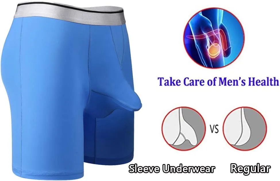 Mens Sexy Long Leg Silky Smooth Quick Dry Pouch Boxer Briefs Underwear