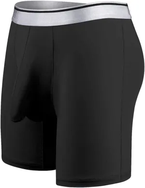 Mens Sexy Long Leg Silky Smooth Quick Dry Pouch Boxer Briefs Underwear
