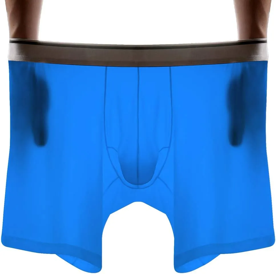 Mens Sexy Long Leg Silky Smooth Quick Dry Pouch Boxer Briefs Underwear