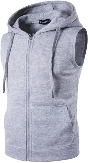 Mens Sleeveless Muscle Cut Off T Shirt Bodybuilding Gym Workout Hooded Tank Tops Zip Up Fitness Sports Hoodies