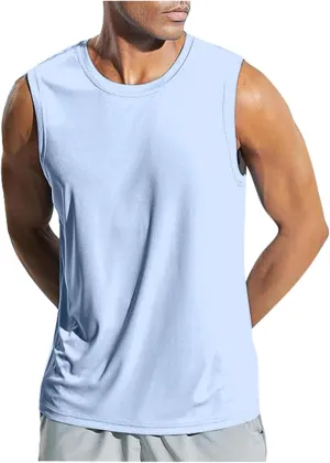 Men's Solid Color Vacation Tank Tops Workout Plus Size A-Shirt Running Basics Sleeveless Undershirts Tank Top Sports