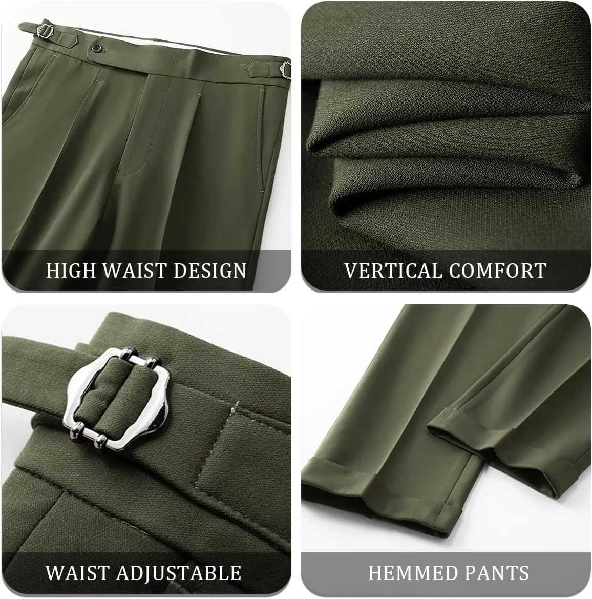 Mens Suit Pants Classic Gurkha Pants Formal Business Casual Pants Men Stretch Dress Pants Slim Fit Pants