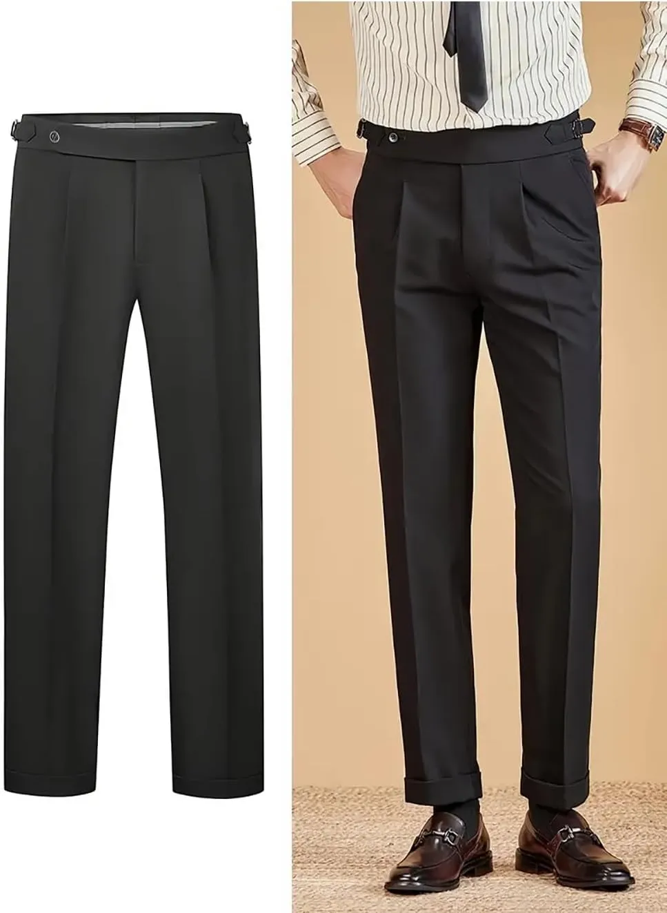 Mens Suit Pants Classic Gurkha Pants Formal Business Casual Pants Men Stretch Dress Pants Slim Fit Pants