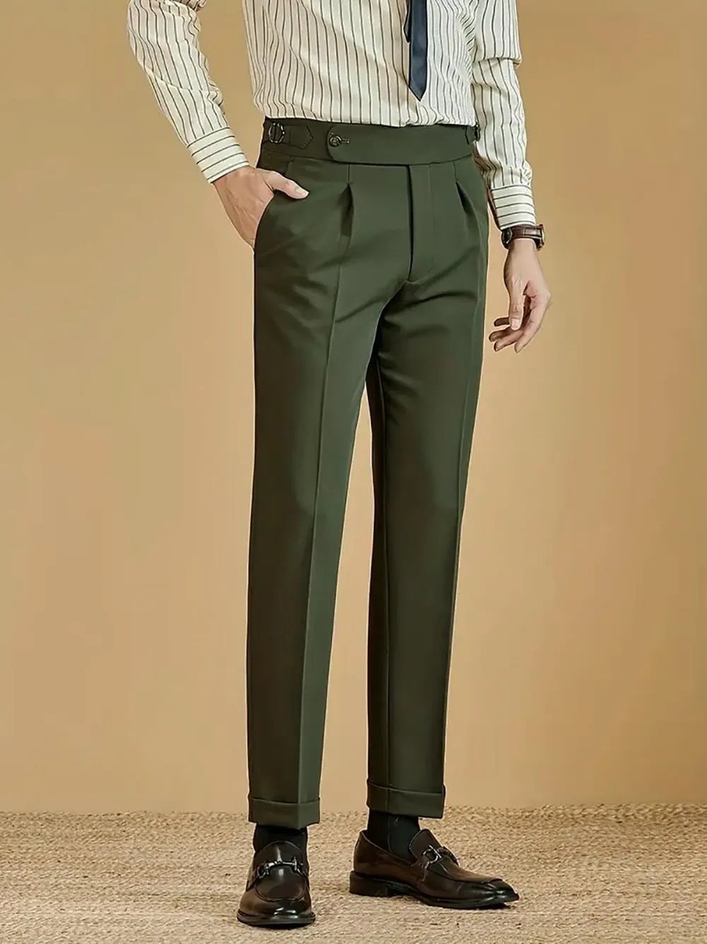 Mens Suit Pants Classic Gurkha Pants Formal Business Casual Pants Men Stretch Dress Pants Slim Fit Pants