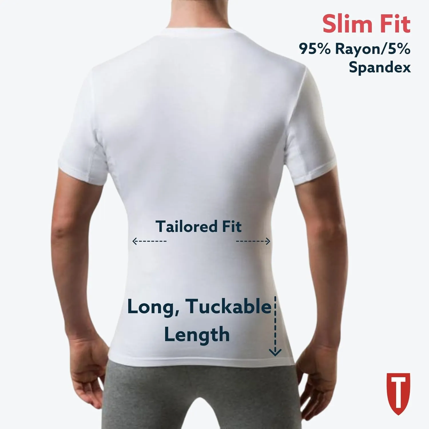 Men's Sweatproof Undershirt | Slim Fit V Neck T-Shirt with Underarm Sweat Pads | Aluminum-Free Alternative