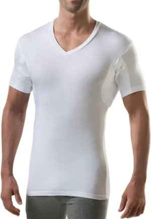 Men's Sweatproof Undershirt | Slim Fit V Neck T-Shirt with Underarm Sweat Pads | Aluminum-Free Alternative