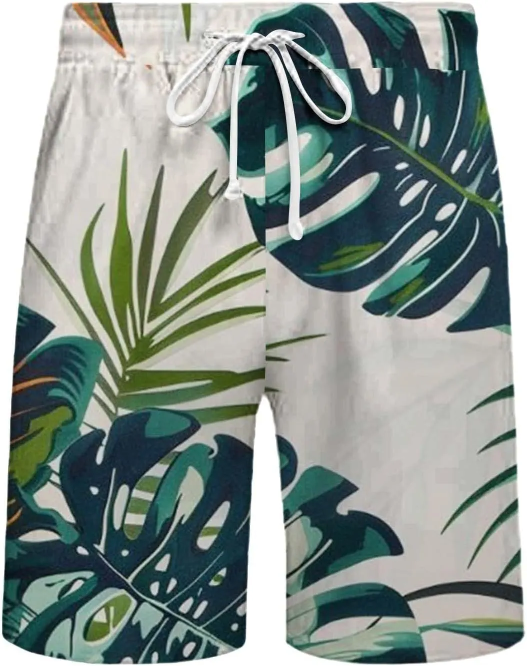 Men's Swim Trunks Quick Dry Shorts Beach Summer Linen Print Elastic Waist Board Outfits Inseam Swimwear Bathing Suit
