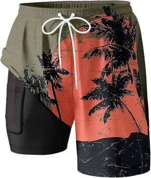 Mens Swim Trunks with Compression Liner Quick Dry Swimming Shorts 2025 Summer Beach Shorts with Pockets