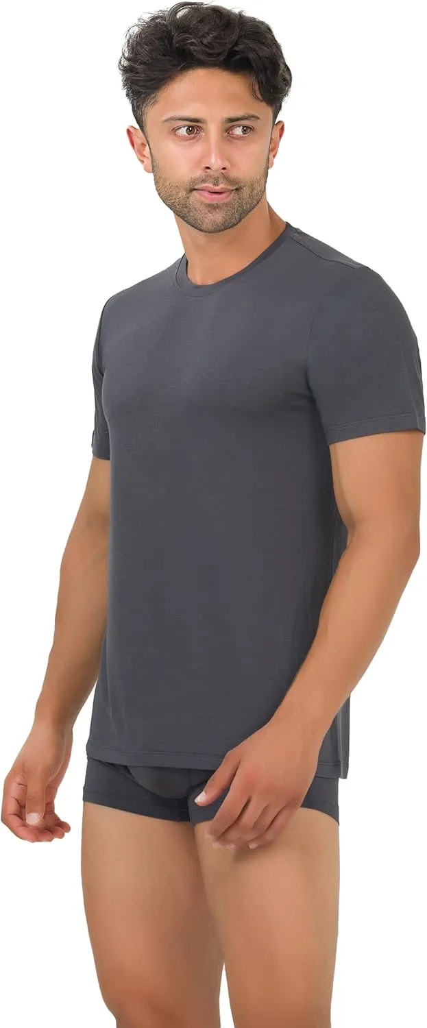 Men's T-Shirts Rayon Made from Bamboo - Modern Fit, Moisture Wicking Undershirt - Crewneck/V-Neck Tees, 3-Pack