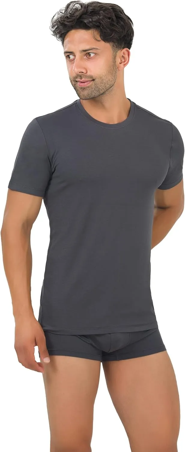 Men's T-Shirts Rayon Made from Bamboo - Modern Fit, Moisture Wicking Undershirt - Crewneck/V-Neck Tees, 3-Pack