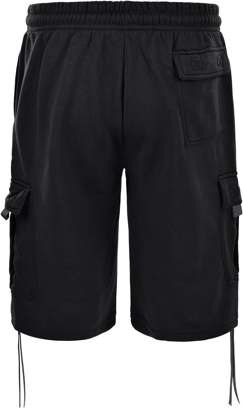 Mens Tactical Cargo Long Shorts 3/4 Casual Hiking Capri Pants Below Knee Length Multi Pocket Athletic Running Shorts