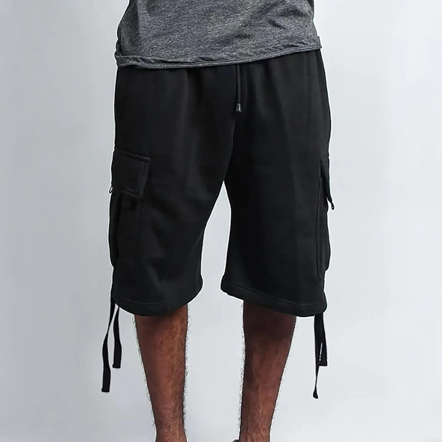 Mens Tactical Cargo Long Shorts 3/4 Casual Hiking Capri Pants Below Knee Length Multi Pocket Athletic Running Shorts