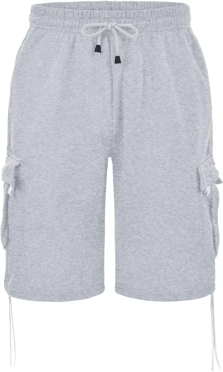Mens Tactical Cargo Long Shorts 3/4 Casual Hiking Capri Pants Below Knee Length Multi Pocket Athletic Running Shorts