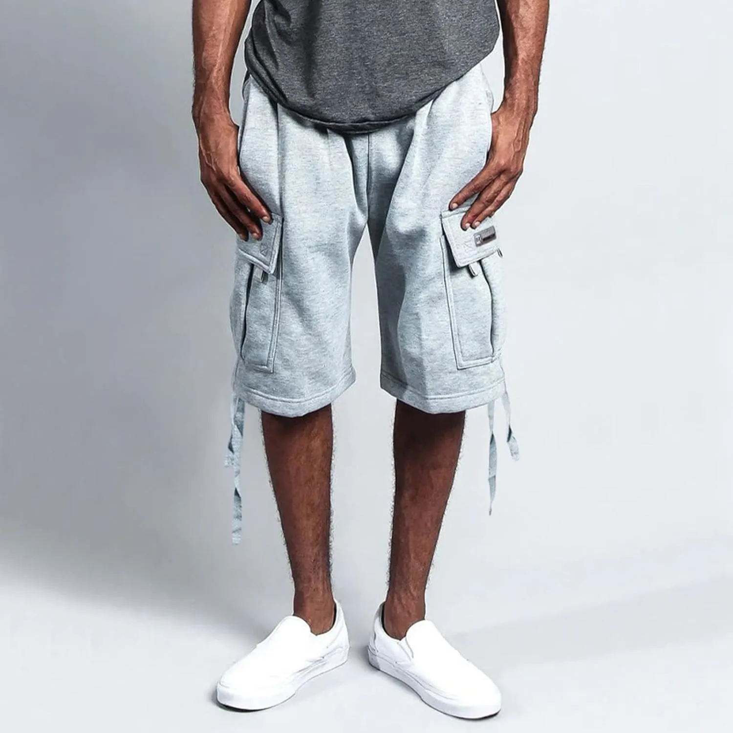 Mens Tactical Cargo Long Shorts 3/4 Casual Hiking Capri Pants Below Knee Length Multi Pocket Athletic Running Shorts