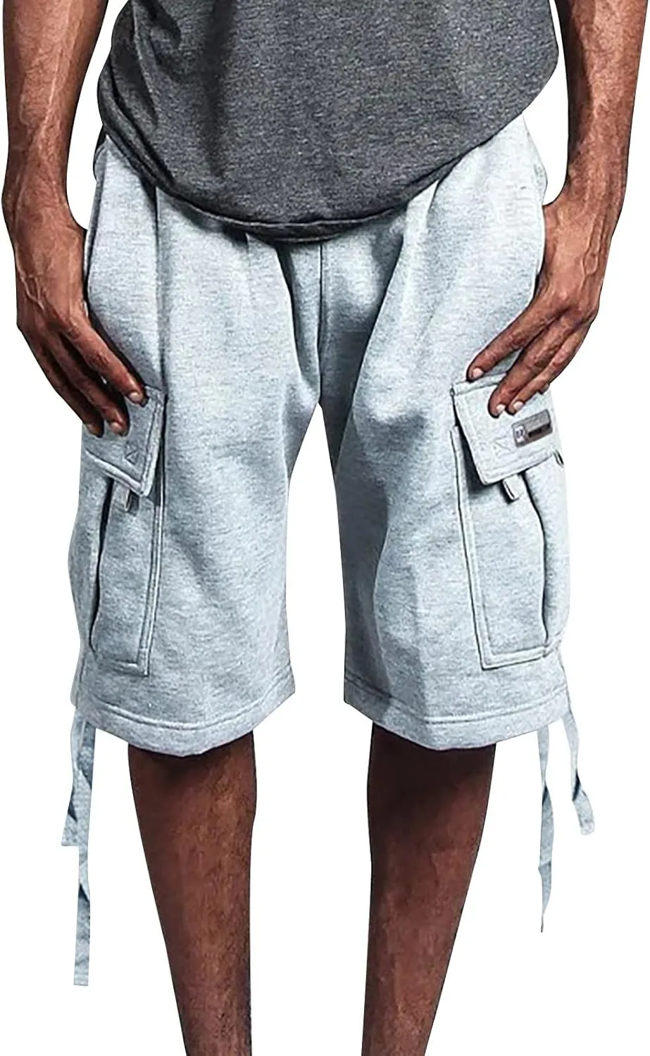 Mens Tactical Cargo Long Shorts 3/4 Casual Hiking Capri Pants Below Knee Length Multi Pocket Athletic Running Shorts