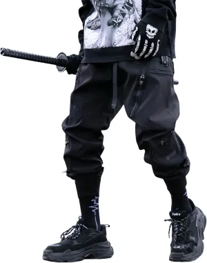 Men's Techwear Pants Black Cargo Pants Tactical Multi Pocket Baggy Pants Functional Jogger Pants Men Harem Pants