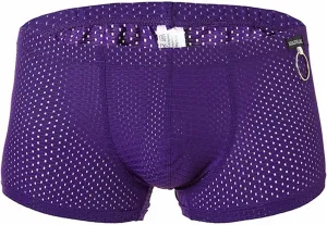 Mens Underwear Boxer Briefs Men's Solid Mesh Net Breathable Reguard Rise Boxer Briefs Sports Underpants Trunks