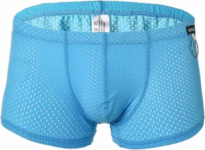 Mens Underwear Boxer Briefs Men's Solid Mesh Net Breathable Reguard Rise Boxer Briefs Sports Underpants Trunks