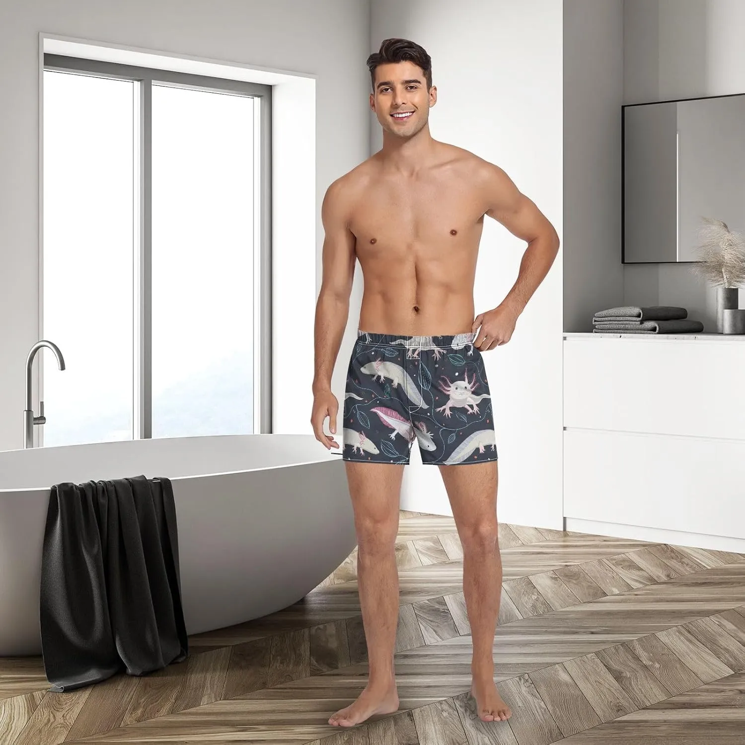 Men's Underwear Boxer Briefs Shorts Cotton Pocket Swimwear Bathing Suit(S-2XL)
