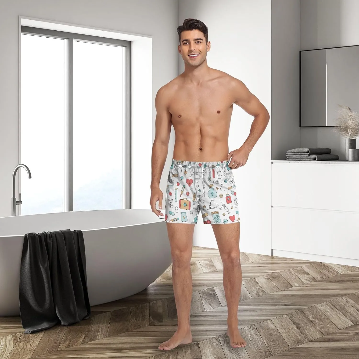 Men's Underwear Boxer Briefs Shorts Cotton Pocket Swimwear Bathing Suit(S-2XL)