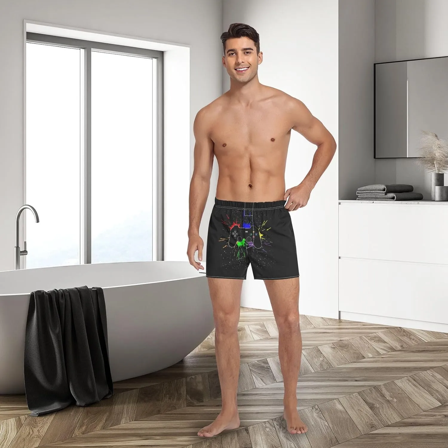 Men's Underwear Boxer Briefs Shorts Cotton Pocket Swimwear Bathing Suit(S-2XL)