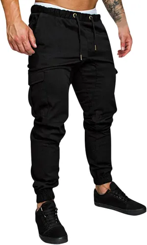 Mens Workout Cargo Sweatpants Tapered Athletic Sweatpants for Jogging Running Exercise Gym Workout Mens Zip Joggers