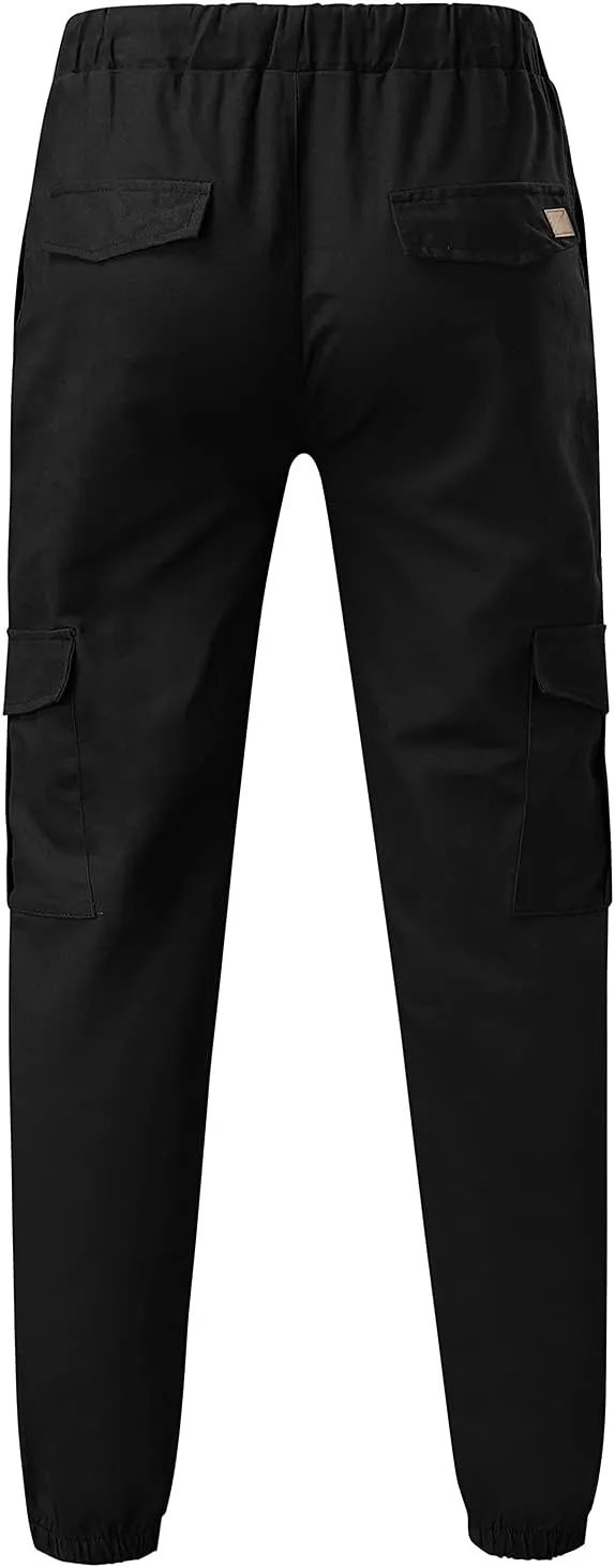 Mens Workout Cargo Sweatpants Tapered Athletic Sweatpants for Jogging Running Exercise Gym Workout Mens Zip Joggers