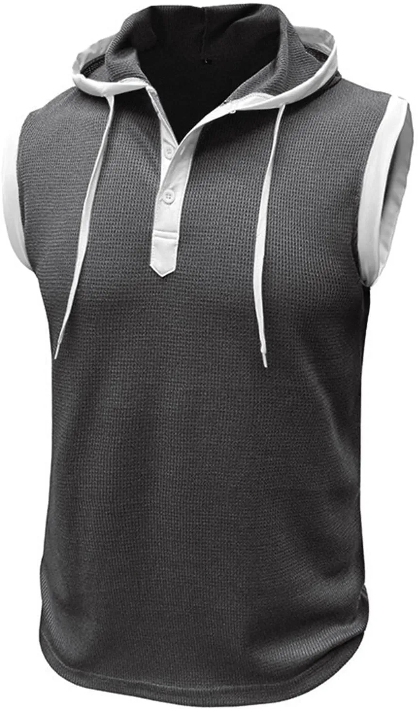 Men's Zip Up Hoodie Shirt Workout Cotton Fleece Cut Off Sleeveless Sweatshirt Tank Pockets Drawstring Solid Sport Tops