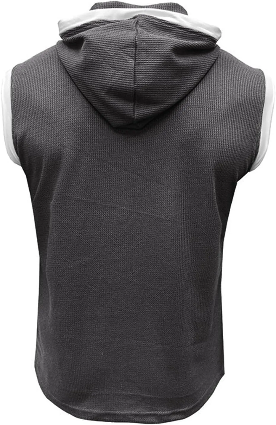 Men's Zip Up Hoodie Shirt Workout Cotton Fleece Cut Off Sleeveless Sweatshirt Tank Pockets Drawstring Solid Sport Tops