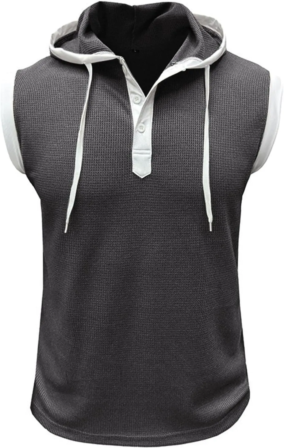Men's Zip Up Hoodie Shirt Workout Cotton Fleece Cut Off Sleeveless Sweatshirt Tank Pockets Drawstring Solid Sport Tops
