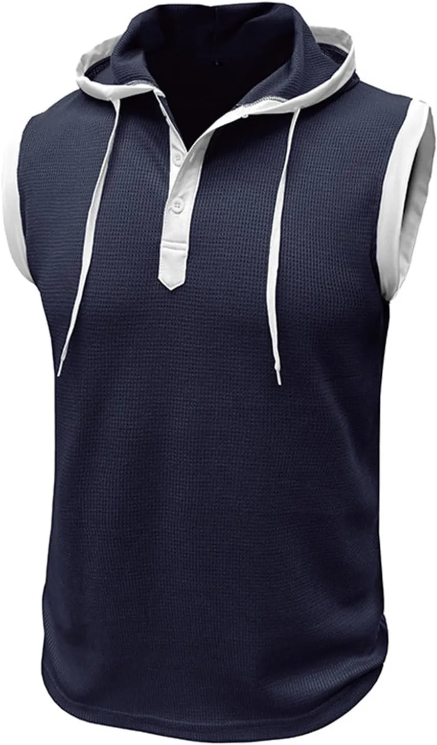 Men's Zip Up Hoodie Shirt Workout Cotton Fleece Cut Off Sleeveless Sweatshirt Tank Pockets Drawstring Solid Sport Tops