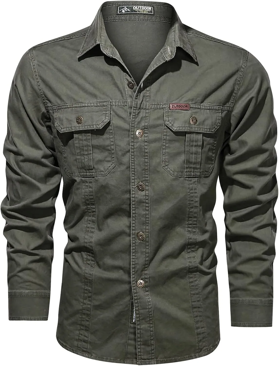 Military Long Sleeve Hiking Shirts for Men Quick Dry Button Down Tactical Work Shirts Outdoor Travel Cargo Shirt