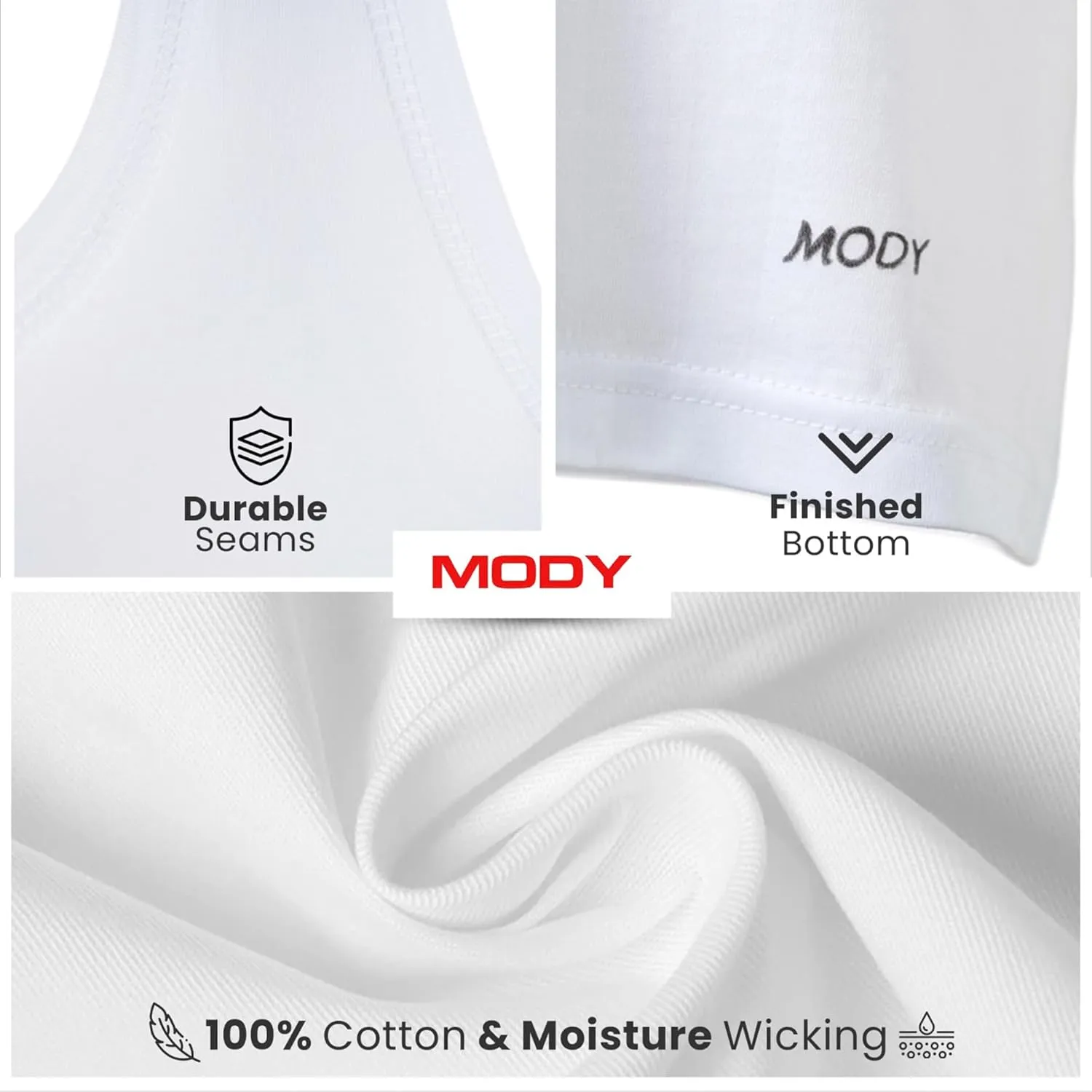Mody Tank Tops Men Undershirts, Cotton Mens Tank Top, Breathable Men Undershirts, Ultra Soft Men's Tank Tops Pack 2