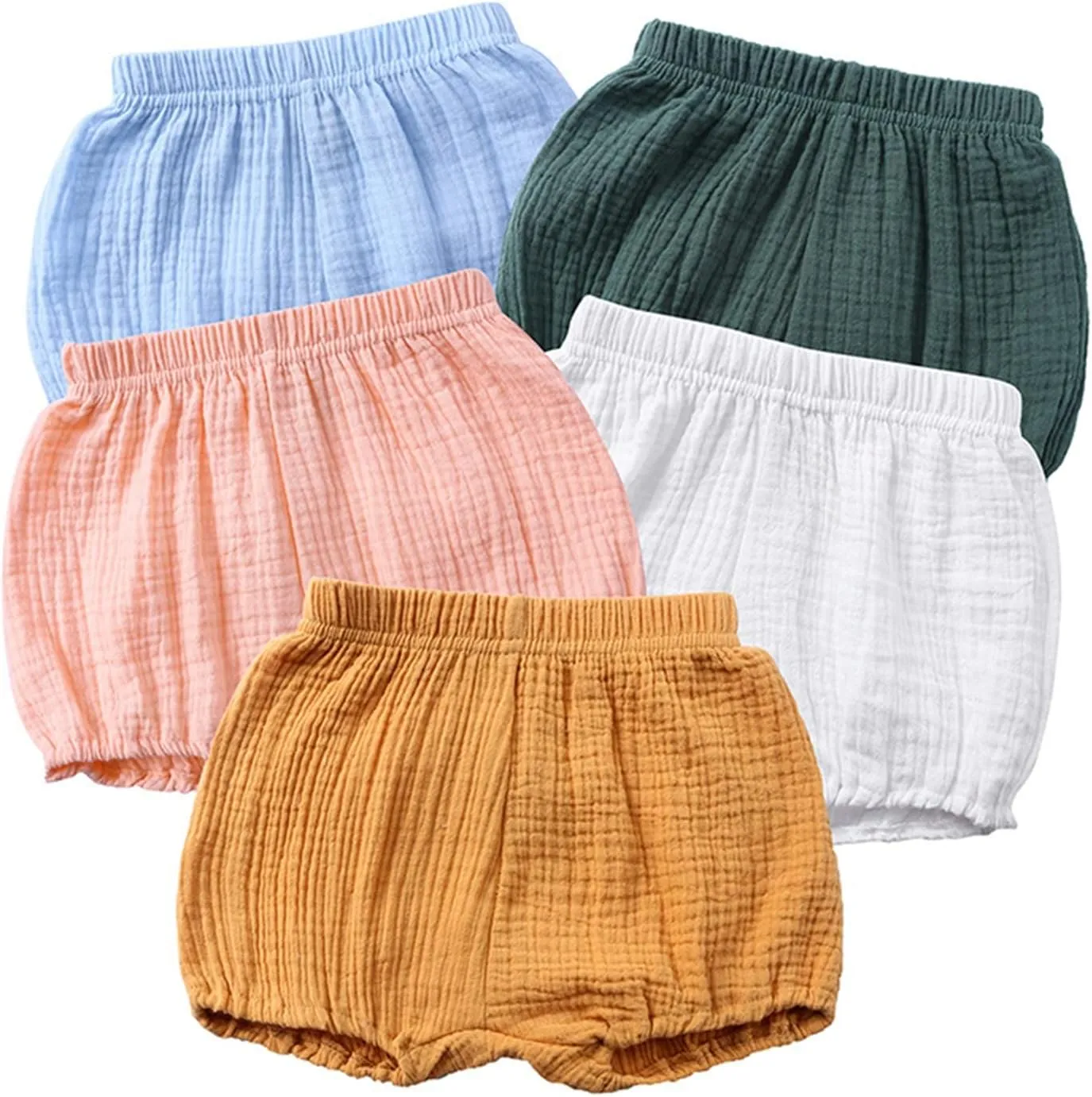 Newborn Baby Cotton Bloomers Shorts Linen Blend Bubble Shorts Girls Boys Elastic Waist Loose Fit Solid Color Summer Wear