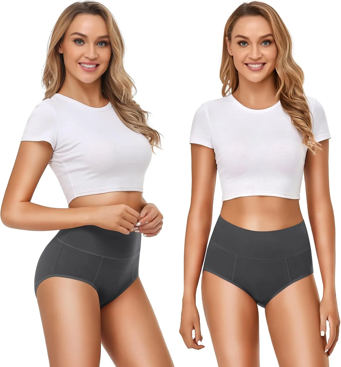 OLIKEME Cotton Underwear High Waisted Panties Full Coverage Underpants Soft Strech Ladies Briefs for Women Multi Pack